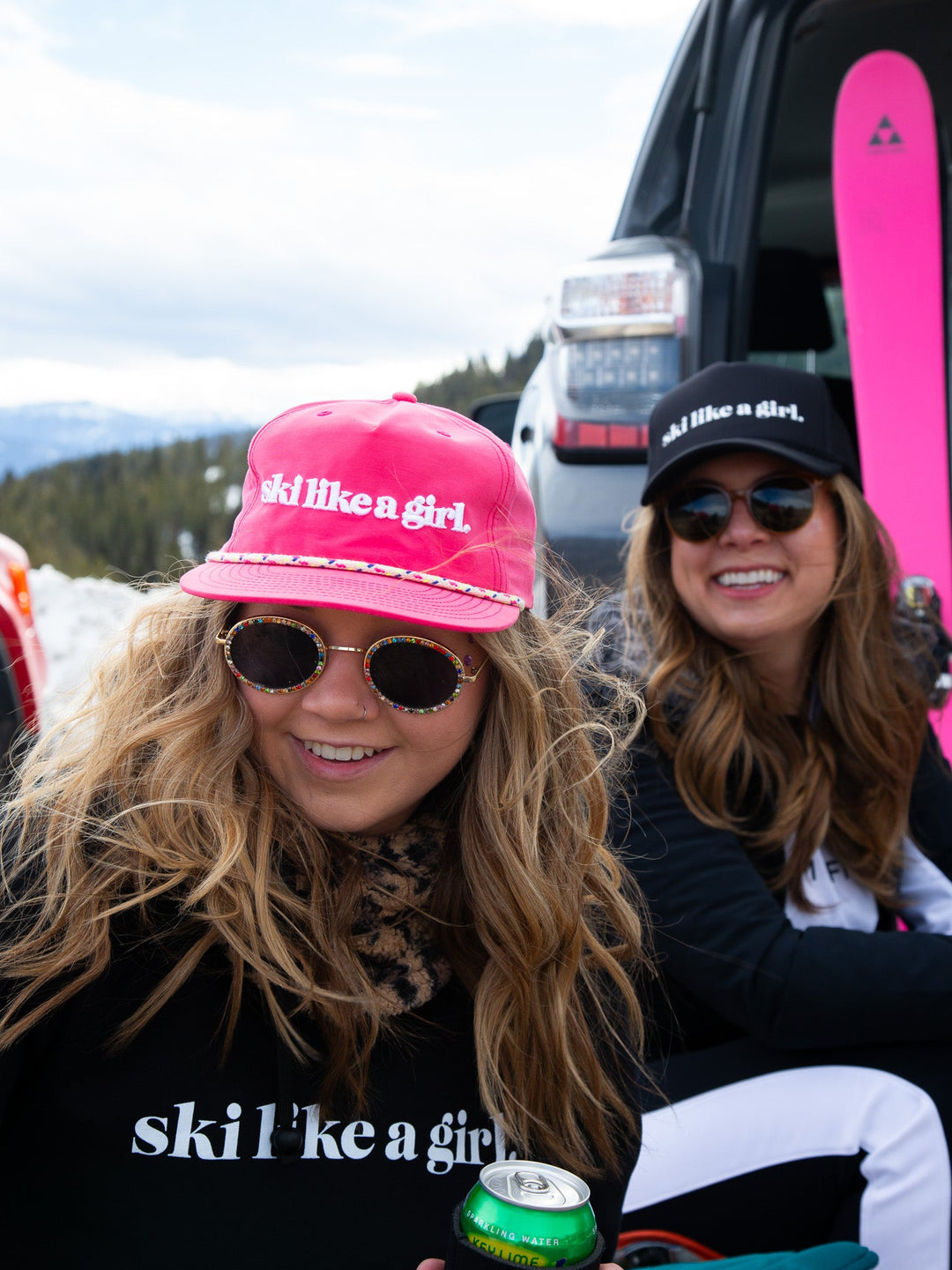 Ski Like A Girl Pink Nylon Embroidered Hat - Heyday