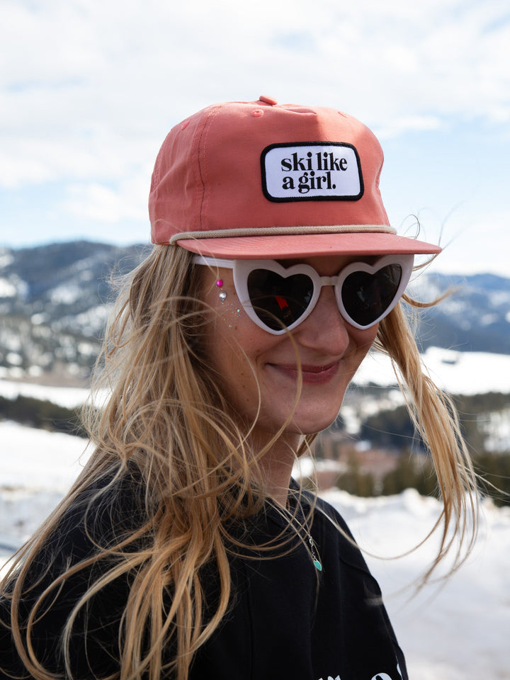 Ski Like a Girl Pink Nylon Patch Hat - Heyday