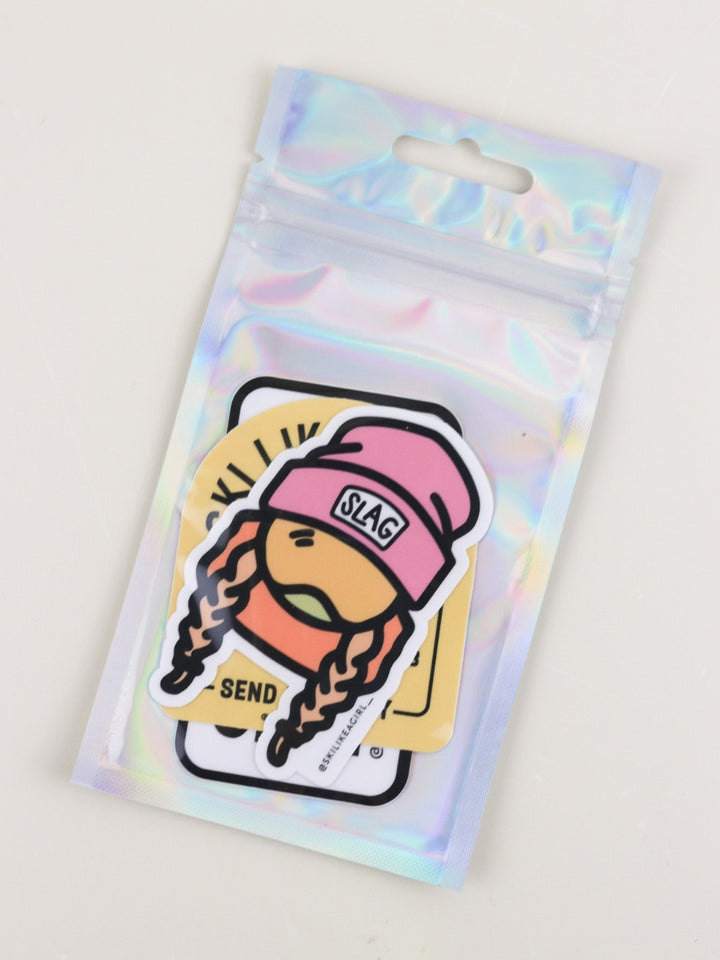 Ski Like a Girl Yellow Sticker 4-Pack - Heyday