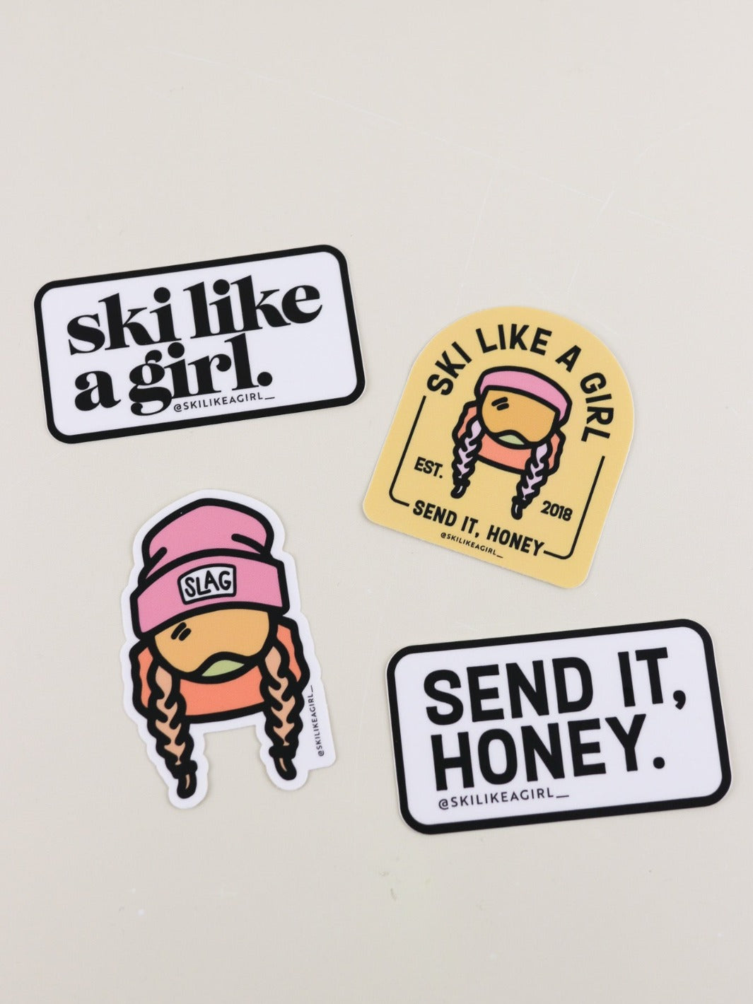 Ski Like a Girl Yellow Sticker 4-Pack - Heyday