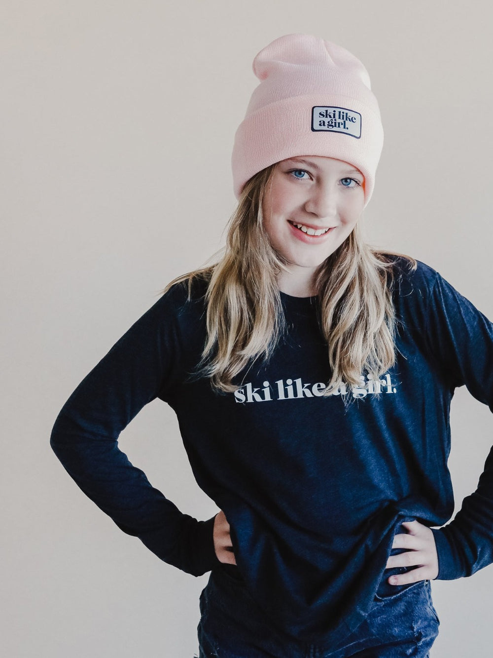 Ski Like a Girl Youth Long Sleeve Shirt - Heyday