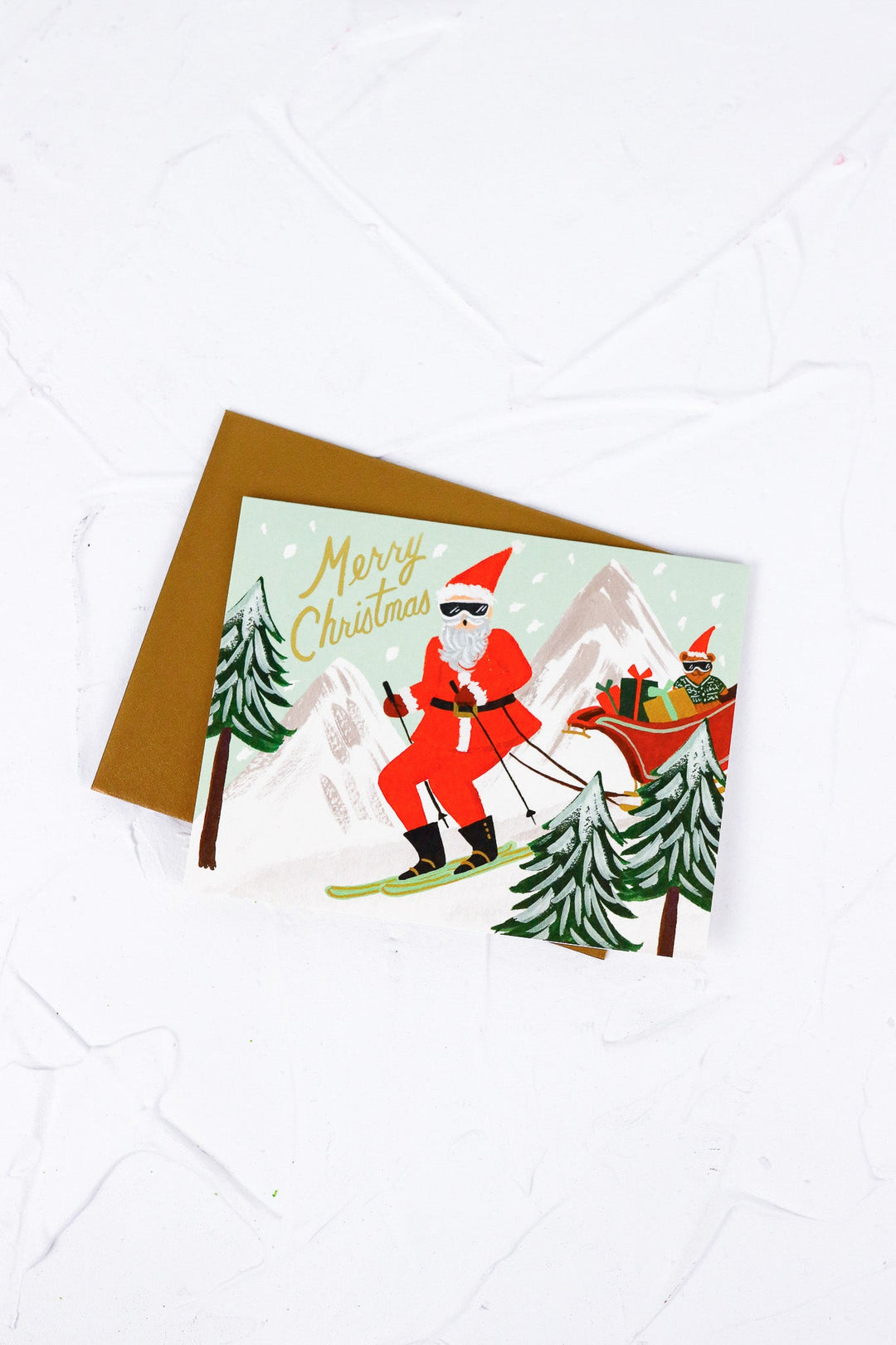 Skiing Santa Merry Christmas Card - Heyday