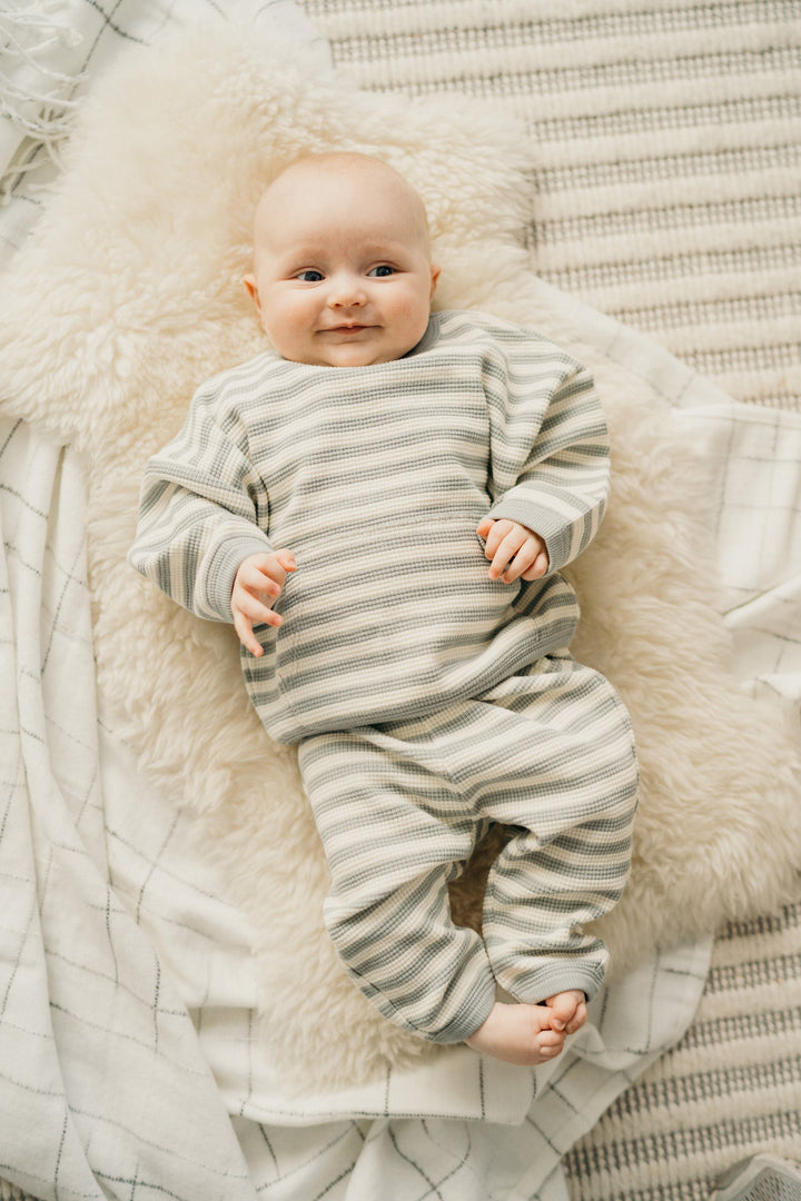 Sky Stripe Waffle Sweat Set - Heyday