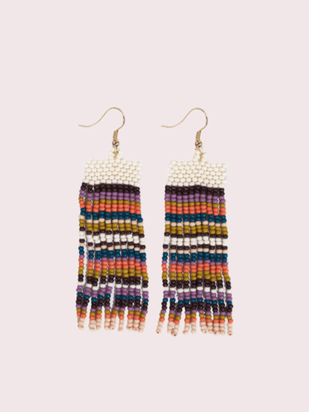 Teal + Coral + Citron Stripe Earrings - Heyday
