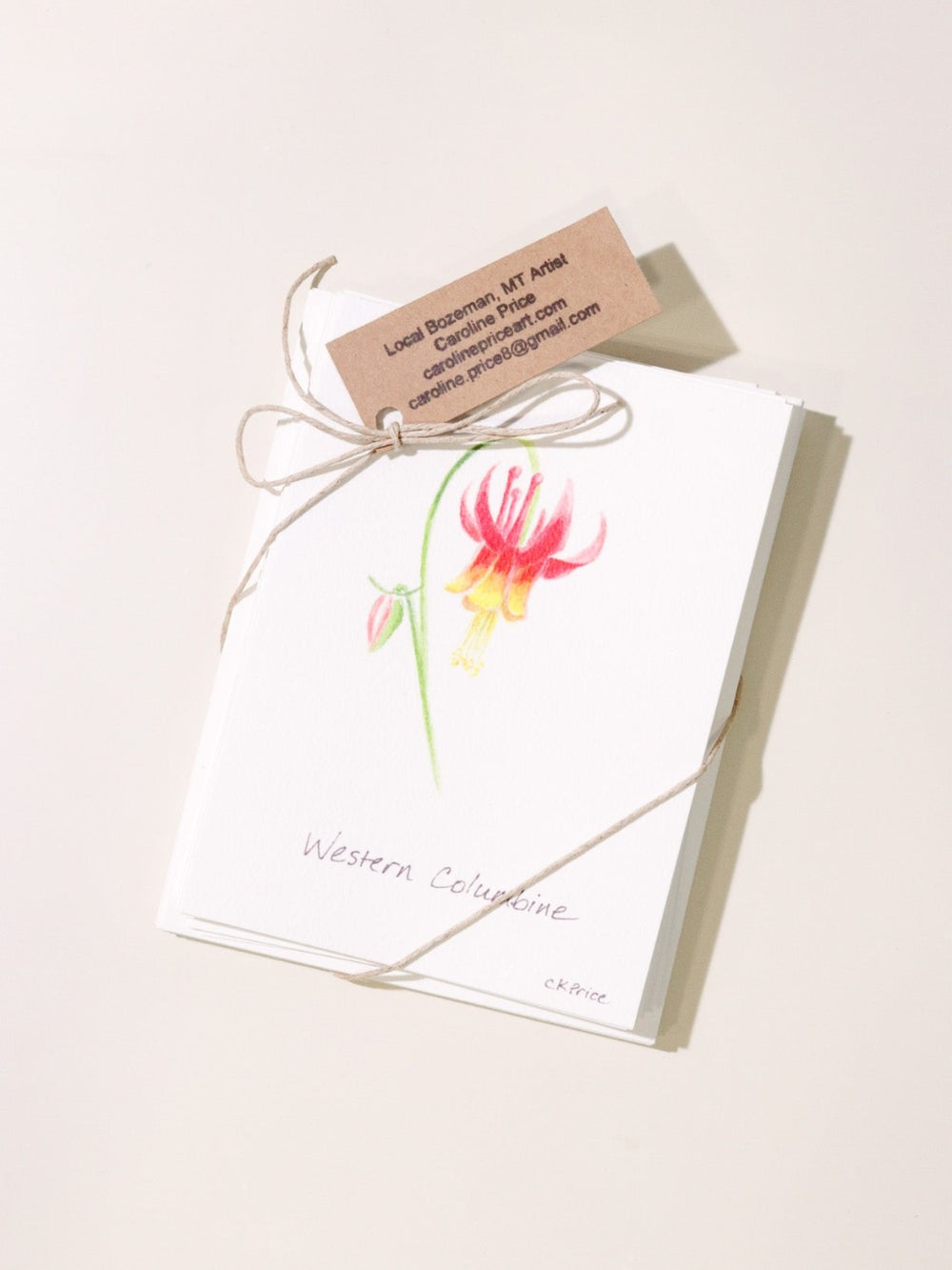 Wildflowers Card Set tied with string and a kraft paper tag