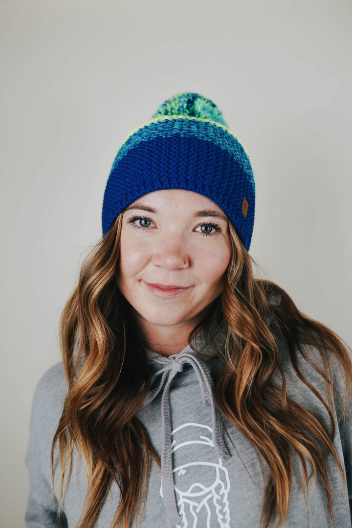 Yellow + Blue Knit Beanie - Heyday