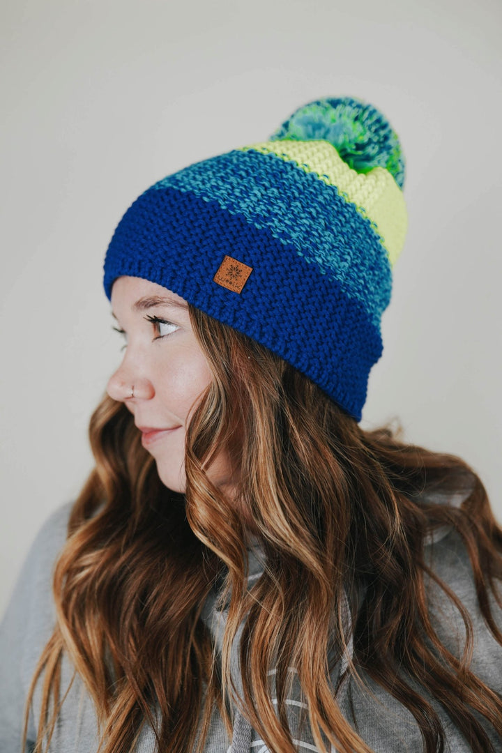 Yellow + Blue Knit Beanie - Heyday